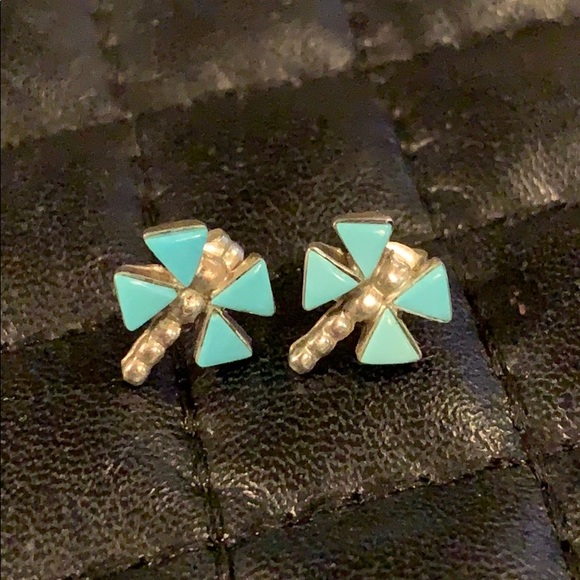 FP Sterling Silver Turquoise Dragon Fly Studs